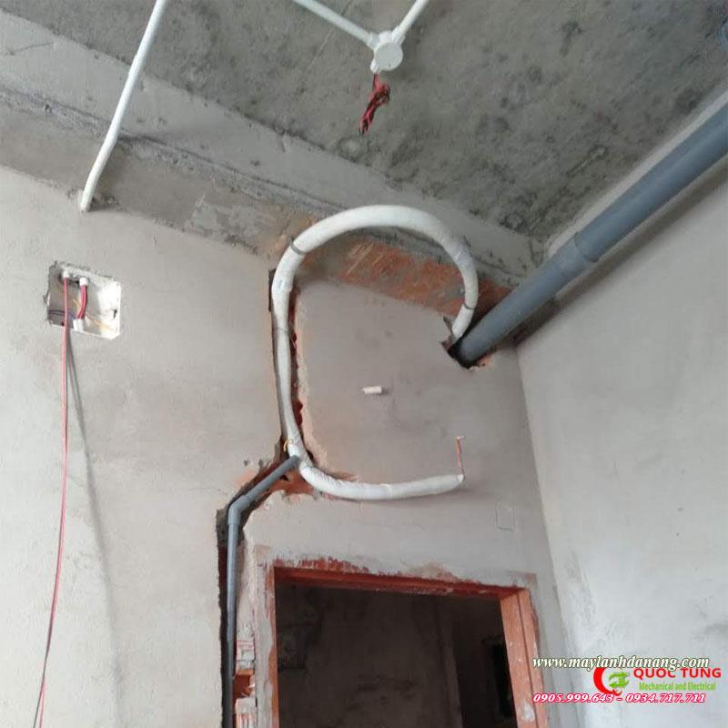 Thi công ống đồng máy lạnh âm tường tại Đà Nẵng | dieuhoadanang.com