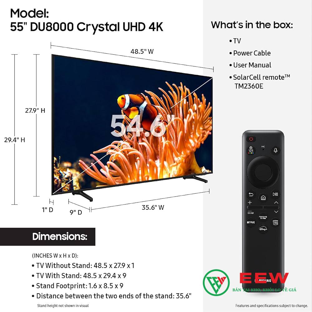 Smart Tivi Samsung 4K 55 inch 55DU8000 Crystal UHD
