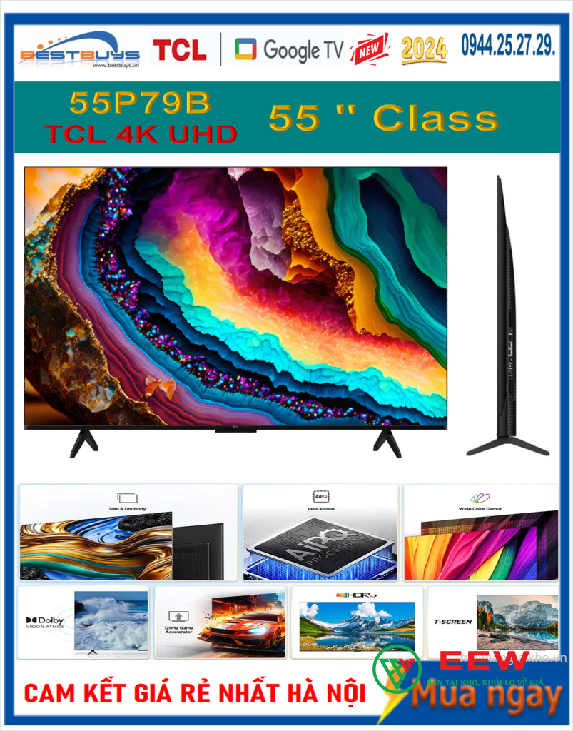 Google TV TCL 4K 55P79B Pro - Điều khiển thông minh, kết nối mọi tiện ích