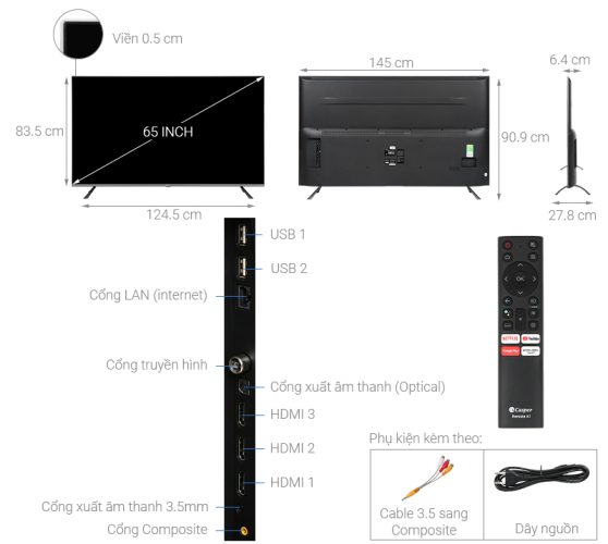 Tivi Casper 65 inch Android 9.0 4K HDR 65UG6000