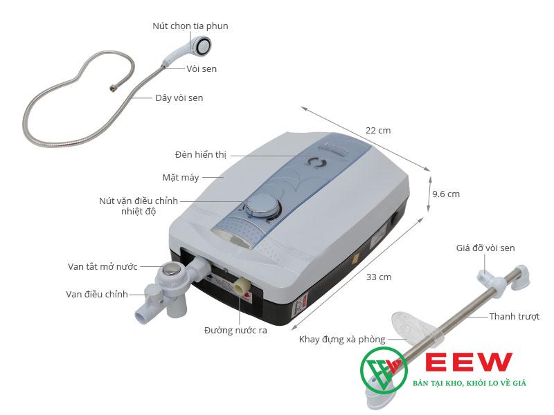 Máy nước nóng Centon trực tiếp 8998E - Thiết kế nhỏ gọn, lắp đặt dễ dàng mọi không gian