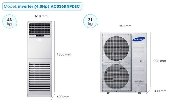 Điều hòa tủ đứng Samsung 36.000BTU 1 chiều inverter AC036KNPDEC/SV