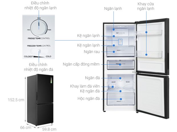 Tủ lạnh Aqua Inverter 260 lít AQR-B310MA(FB)