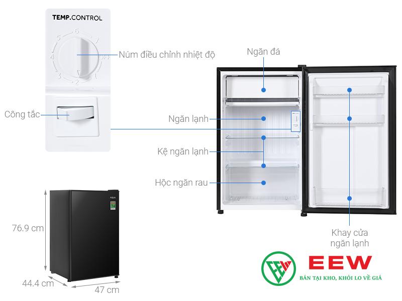 Tủ lạnh Aqua 90 lít AQR-D100FA(BS) - công nghệ làm lạnh nhanh, bảo quản thực phẩm tươi ngon