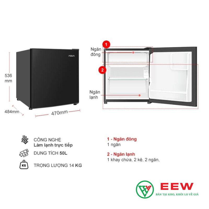 Tủ lạnh Aqua 50 lít AQR-D60FA(BS) – vận hành êm ái, bền bỉ theo thời gian