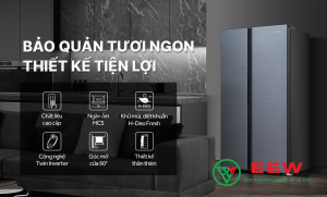 Aqua Inverter 569 lít AQR-S633XA(SL) - ngăn đá lớn, bảo quản thực phẩm tươi ngon lâu dài