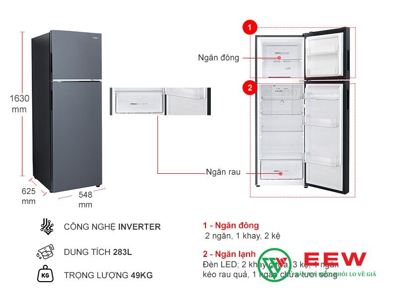 AQR-T299FA(SL) – tủ lạnh Aqua 283 lít với ngăn đá lớn, tiện lợi cho mọi nhu cầu AQR-T299FA(SL) – tủ lạnh Aqua 283 lít với ngăn đá lớn, tiện lợi cho mọi nhu cầu
