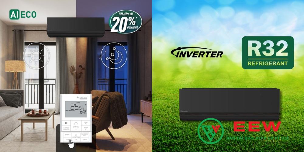 Điều hòa Panasonic 1 chiều inverter 9000BTU màu đen AU9BKH-8