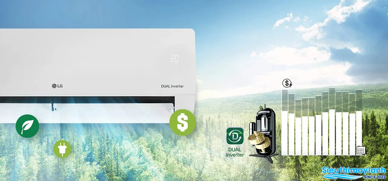 Điều hòa LG 9000BTU 2 chiều inverter B10END1 Điều hòa LG 9000BTU 2 chiều inverter B10END1