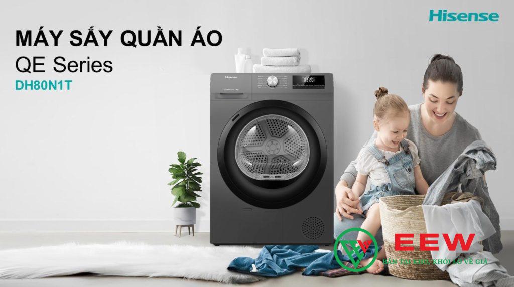 Máy sấy bơm nhiệt Hisense DH80N1T - giữ màu vải tươi mới, không co rút sau sấy Máy sấy bơm nhiệt Hisense DH80N1T - giữ màu vải tươi mới, không co rút sau sấy