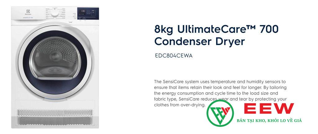 Electrolux EDC804CEWA 8Kg - thiết kế sang trọng, vận hành êm ái, không gian gọn gàng