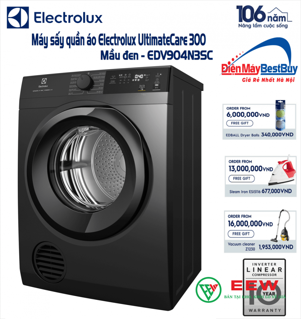 EDV904N3SC - giải pháp sấy thông minh, giữ quần áo mềm mại và thơm tho