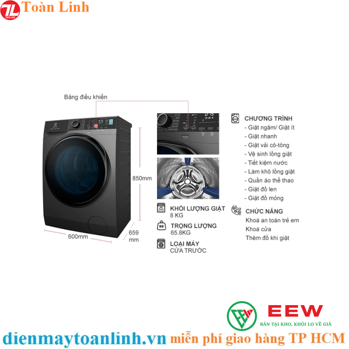 Máy giặt inverter Electrolux EWF8024P5SB - bảo vệ quần áo, giữ màu sắc tươi mới sau mỗi lần giặt Máy giặt inverter Electrolux EWF8024P5SB - bảo vệ quần áo, giữ màu sắc tươi mới sau mỗi lần giặt