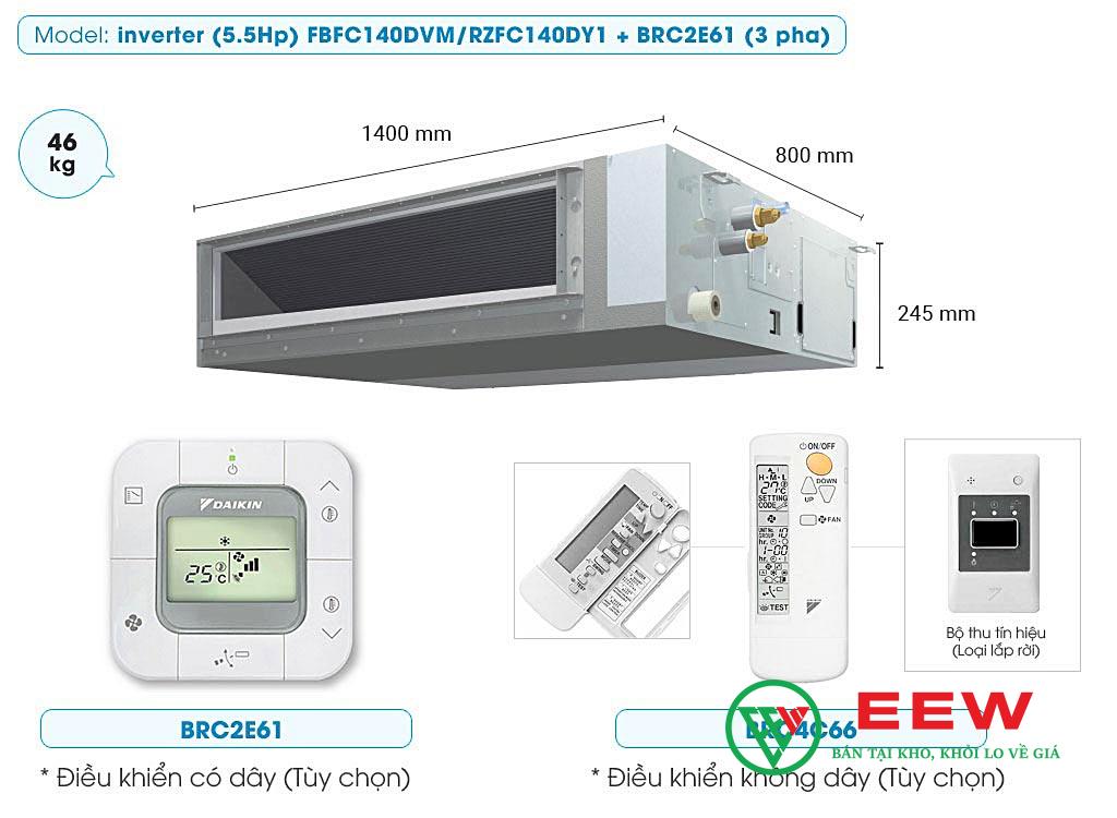 Điều hòa nối ống gió Daikin 50000BTU inverter 1 chiều 3 Pha FBA140BVMA9/RZF140DYM