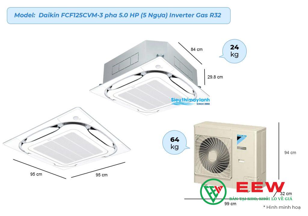 Điều hòa âm trần Daikin 45.000BTU inverter 1 chiều 3 pha FCF125DVM/RZF125DYM Điều hòa âm trần Daikin 45.000BTU inverter 1 chiều 3 pha FCF125DVM/RZF125DYM