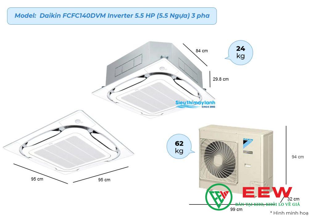 Điều hòa âm trần Daikin 50.000BTU inverter 1 chiều FCFC140DVM/RZFC140EY1