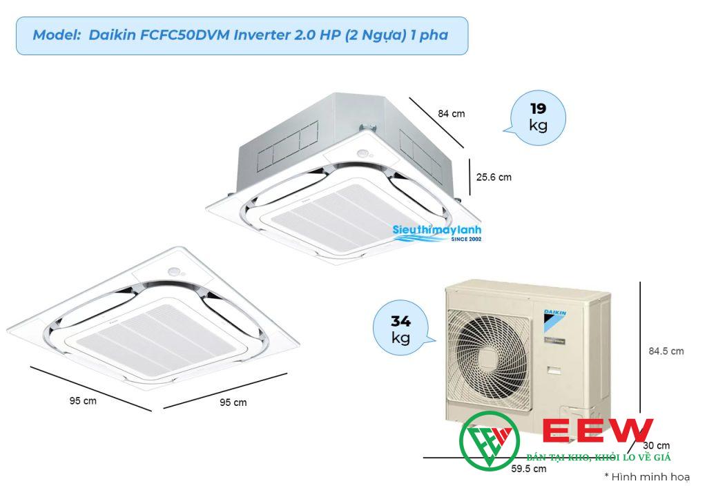 Điều hòa âm trần Daikin 18.000BTU inverter 1 chiều FCFC50DVM/RZFC50EVM