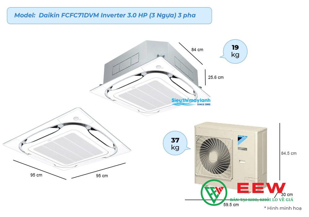 Điều hòa âm trần Daikin 24.000BTU inverter 1 chiều 3 pha FCFC71DVM/RZFC71EY1 Điều hòa âm trần Daikin 24.000BTU inverter 1 chiều 3 pha FCFC71DVM/RZFC71EY1
