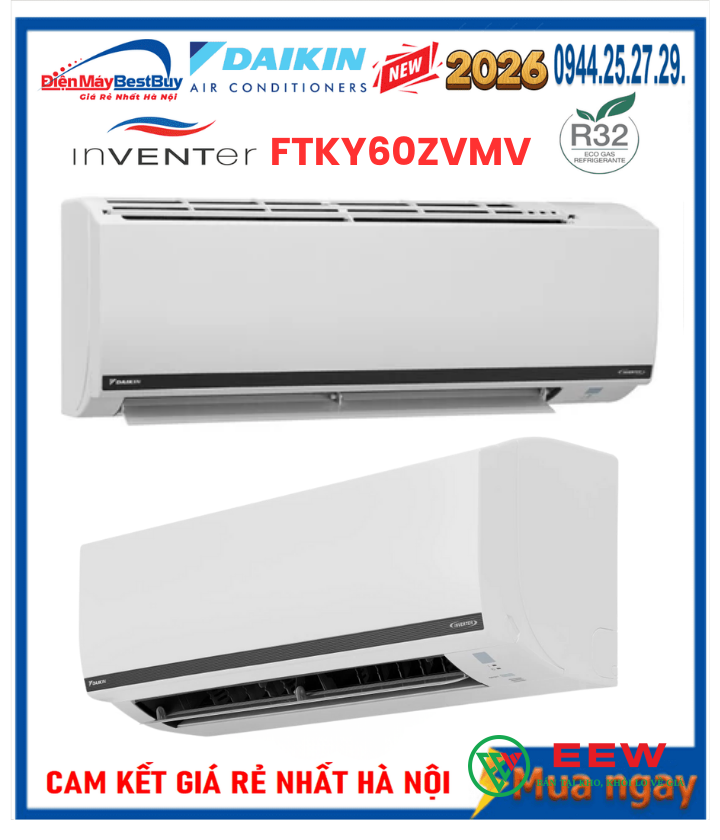Điều hòa Daikin FTKY60ZVMV - công nghệ inverter êm ái, làm mát nhanh chóng