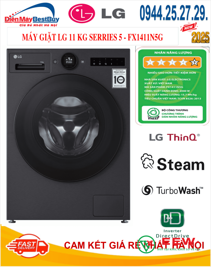 Máy giặt LG AI DD Inverter 11 kg FX1411N5G Máy giặt LG AI DD Inverter 11 kg FX1411N5G