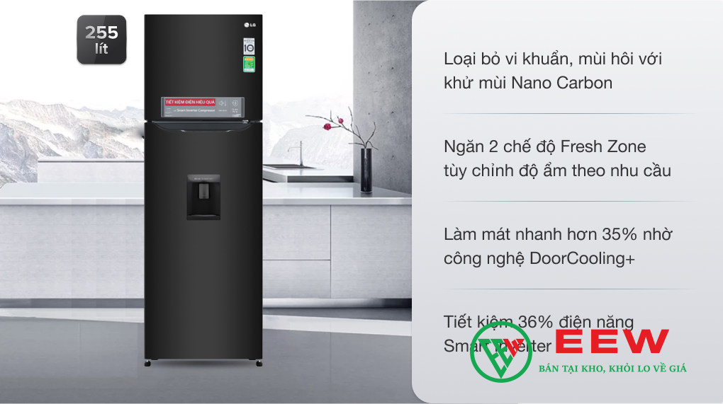 Tủ lạnh LG 272l inverter - giữ thực phẩm tươi ngon lâu, chống đóng tuyết hiệu quả