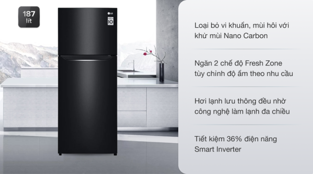 Tủ lạnh LG 187l Smart inverter GN-L205WB