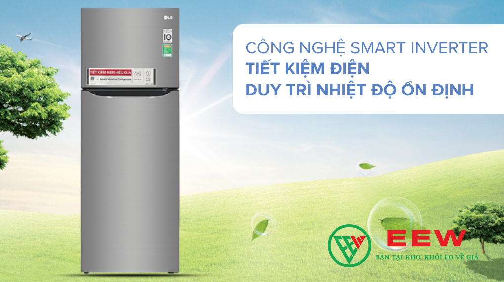 Tủ lạnh LG 2 cánh inverter 225l GN-M208PS - thiết kế sang trọng, dung tích rộng rãi Tủ lạnh LG 2 cánh inverter 225l GN-M208PS - thiết kế sang trọng, dung tích rộng rãi