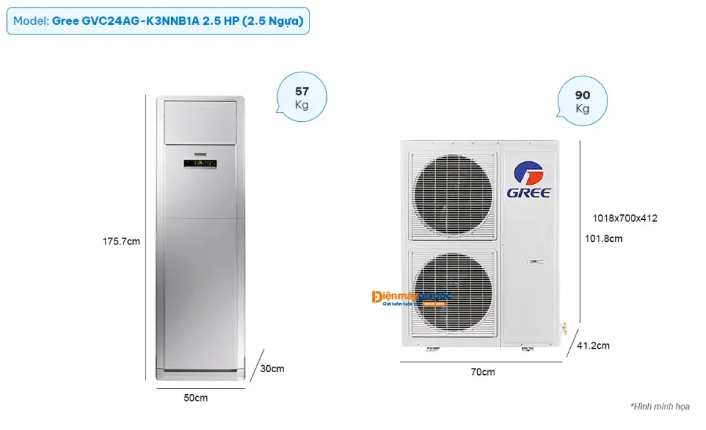 Điều hòa tủ đứng Gree 24.000BTU GVC24AG - lọc không khí sạch, bảo vệ sức khỏe cả gia đình Điều hòa tủ đứng Gree 24.000BTU GVC24AG - lọc không khí sạch, bảo vệ sức khỏe cả gia đình