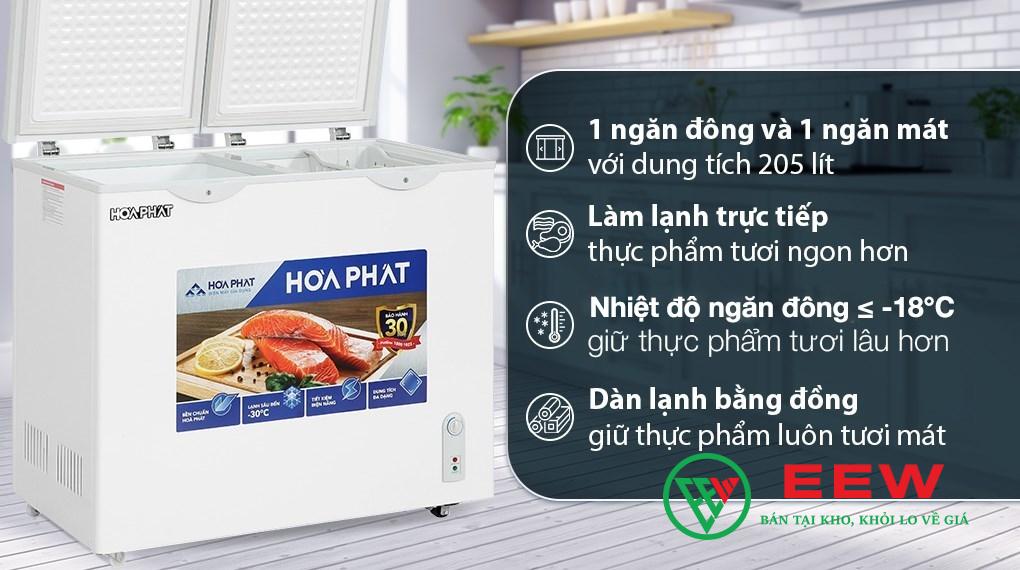 Tủ đông Hòa Phát 2 ngăn 205l - dung tích lớn, dàn nhôm tản nhiệt tốt, an toàn cho sức khỏe Tủ đông Hòa Phát 2 ngăn 205l - dung tích lớn, dàn nhôm tản nhiệt tốt, an toàn cho sức khỏe