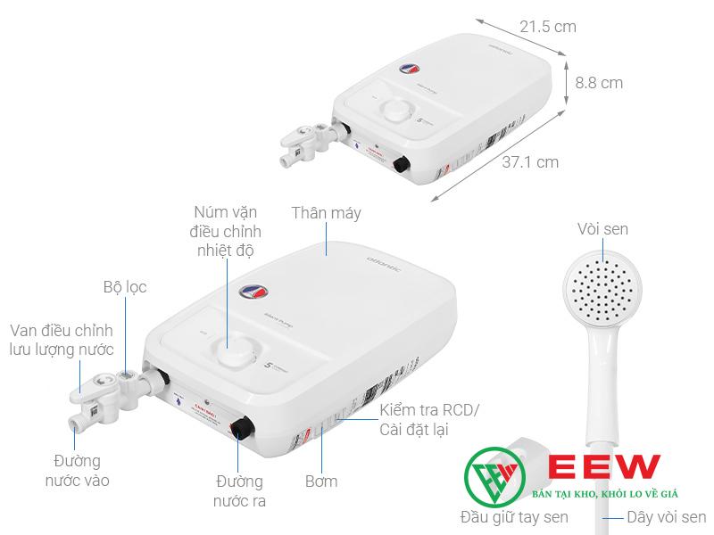 Máy nước nóng trực tiếp Atlantic Lona Lite 5000 PU - làm nóng tức thì, không cần chờ đợi Máy nước nóng trực tiếp Atlantic Lona Lite 5000 PU - làm nóng tức thì, không cần chờ đợi