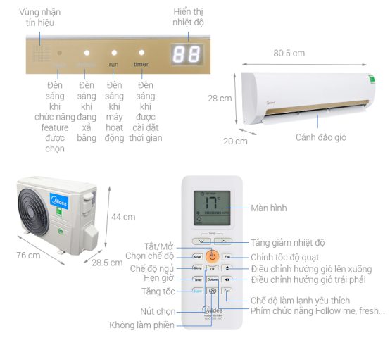 Điều hòa 1 chiều Midea 9000BTU MSMA3-10CRN1