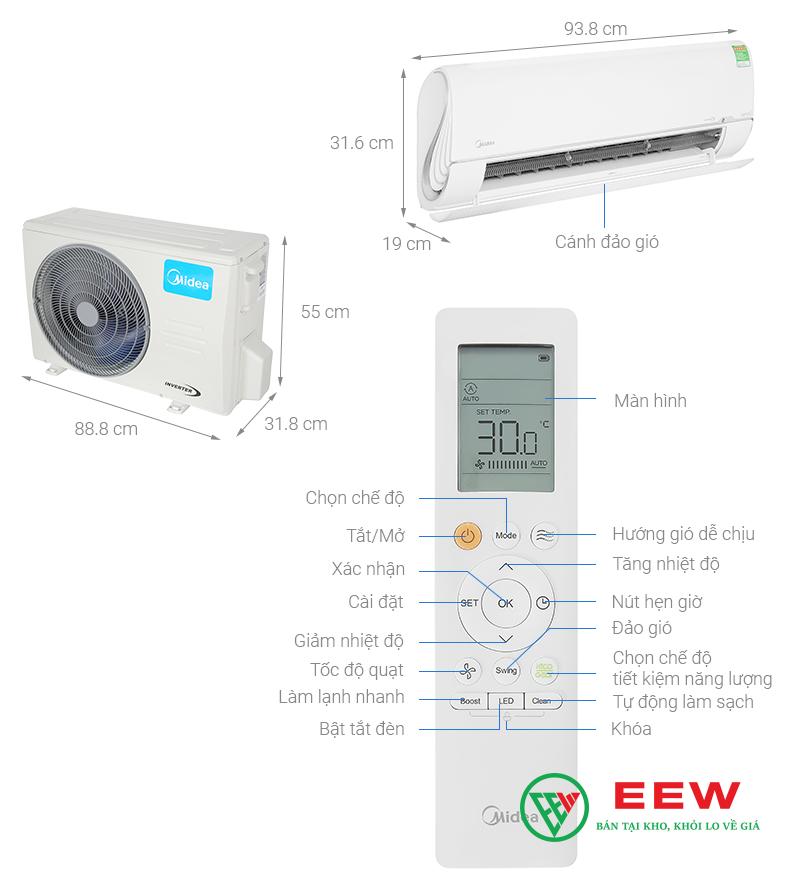 Điều hòa Midea 2 chiều 9000BTU inverter Wifi MSMTII-10HRFN8 Điều hòa Midea 2 chiều 9000BTU inverter Wifi MSMTII-10HRFN8