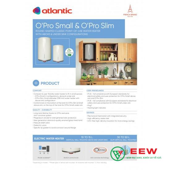 Atlantic O'pro Slim 30L tròn ngang - tiết kiệm điện năng, hiệu suất làm nóng vượt trội