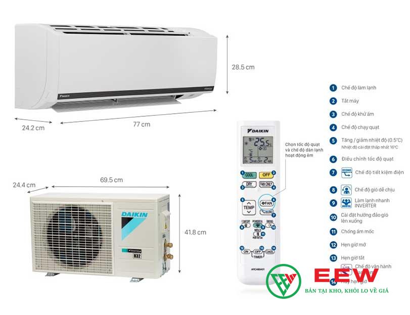 Điều hòa Daikin inverter 12000 BTU 1 chiều PTKB35YVMV Điều hòa Daikin inverter 12000 BTU 1 chiều PTKB35YVMV
