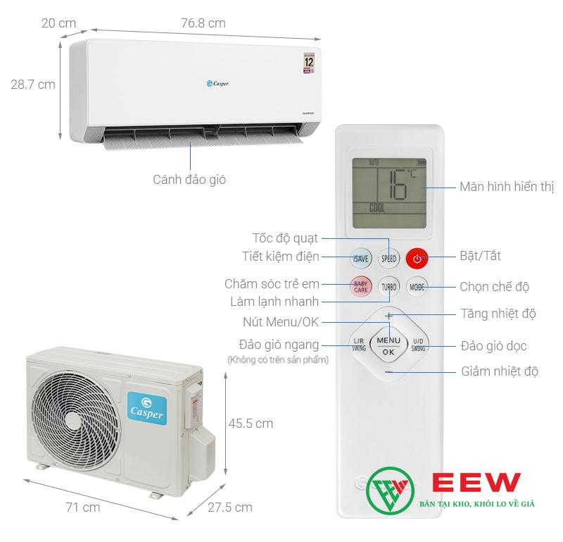 Điều hòa Casper inverter 9000 BTU 1 chiều QC-09IU36A Điều hòa Casper inverter 9000 BTU 1 chiều QC-09IU36A