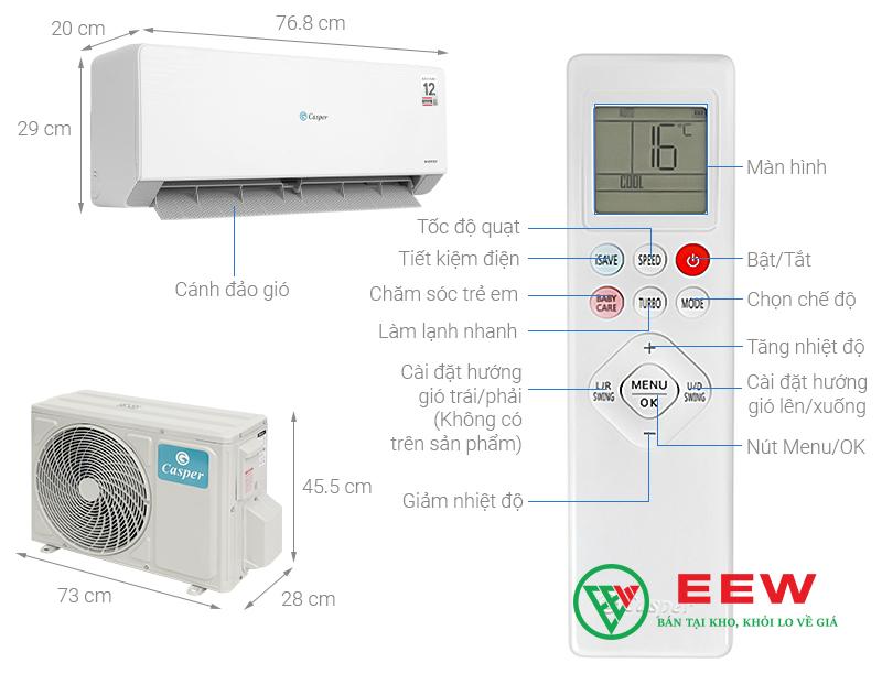 Điều hòa Casper inverter 12000 BTU 1 chiều QC-12IU36A Điều hòa Casper inverter 12000 BTU 1 chiều QC-12IU36A
