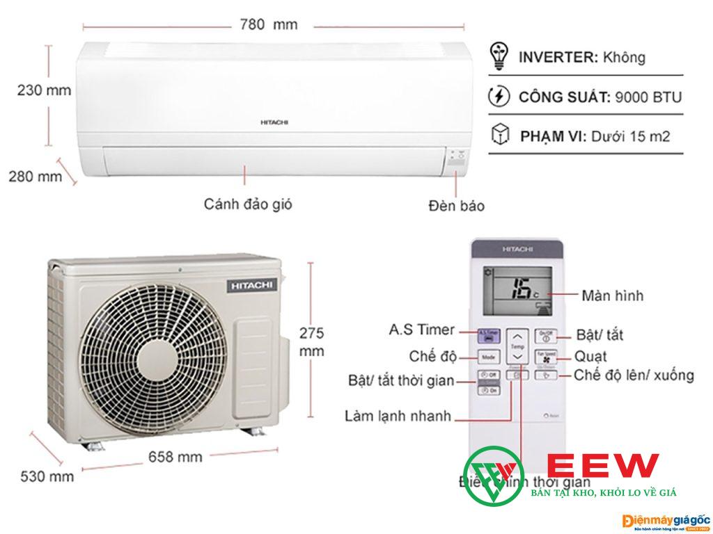 Điều hòa Hitachi 9.000BTU 1 chiều RAS-EJ10CKV1