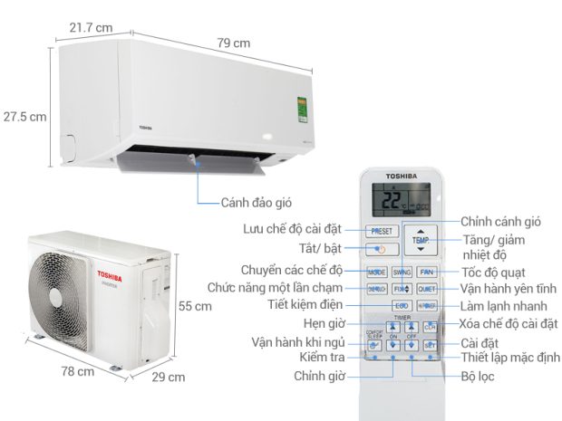 Điều hòa Toshiba 2 chiều 12.000BTU inverter RAS-H13S3KV