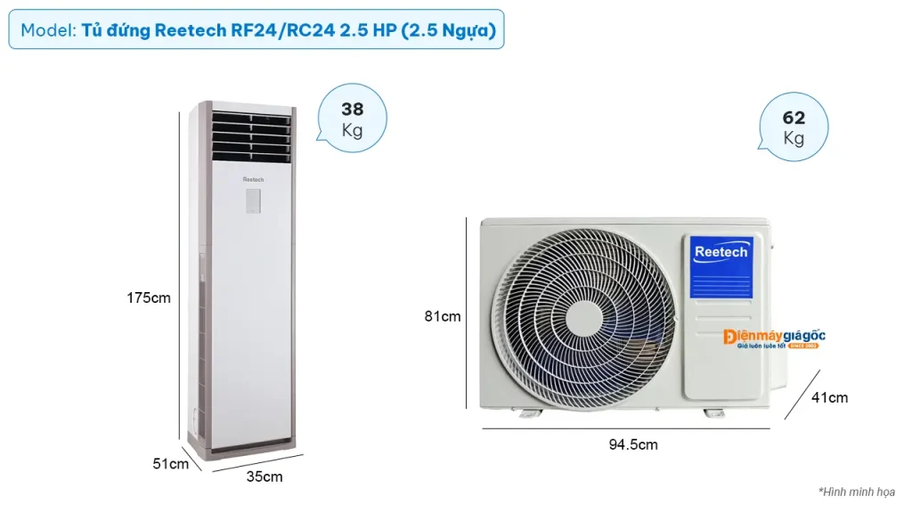 Máy lạnh tủ đứng Reetech RF24/RC24: thiết kế sang trọng, làm mát nhanh mọi không gian Máy lạnh tủ đứng Reetech RF24/RC24: thiết kế sang trọng, làm mát nhanh mọi không gian