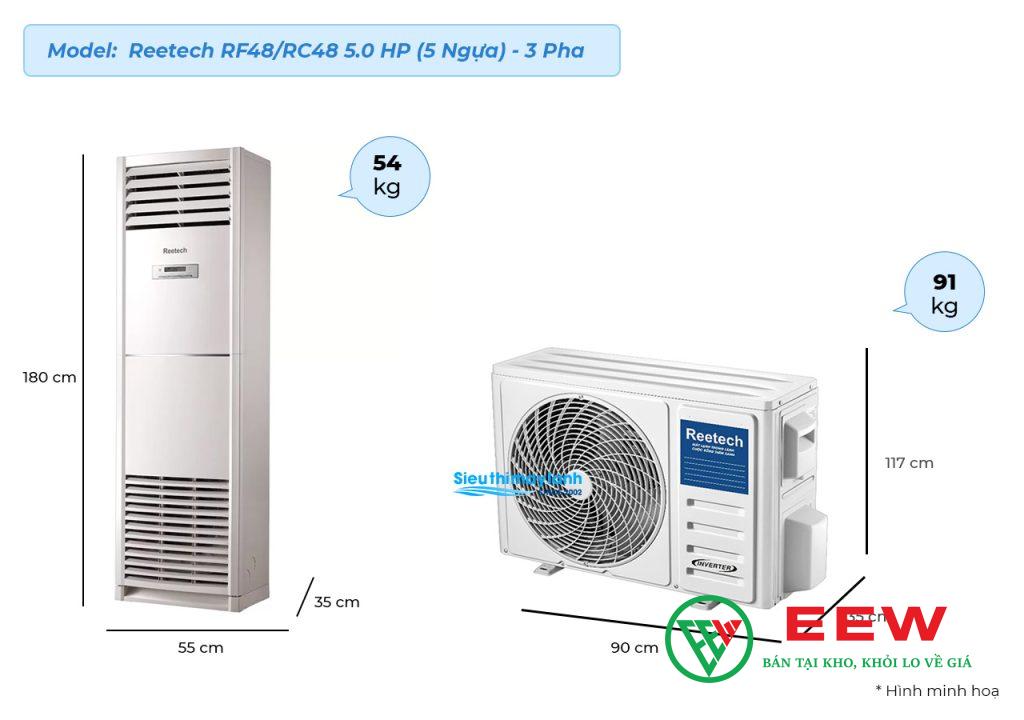 Reetech 48000BTU 1 chiều - Điều hòa tủ đứng mạnh mẽ, vận hành êm ái suốt ngày dài