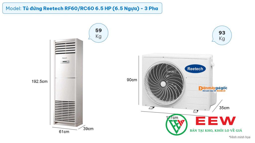Điều hòa tủ đứng Reetech 60000BTU 1 chiều RF60/RC60 3 pha