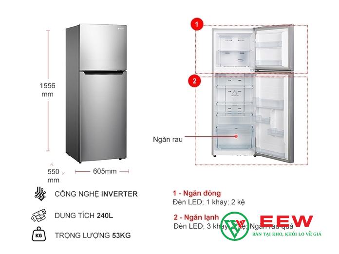 Tủ lạnh Casper Inverter 2 cánh 240L RT-258VG Tủ lạnh Casper Inverter 2 cánh 240L RT-258VG