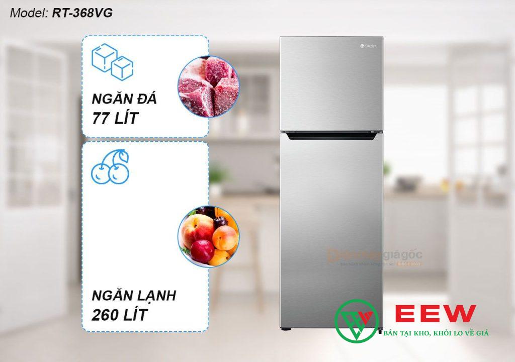 Tủ lạnh Casper Inverter 2 cánh 337L RT-368VG - ngăn đá rộng rãi, làm đá nhanh chóng và tiện lợi