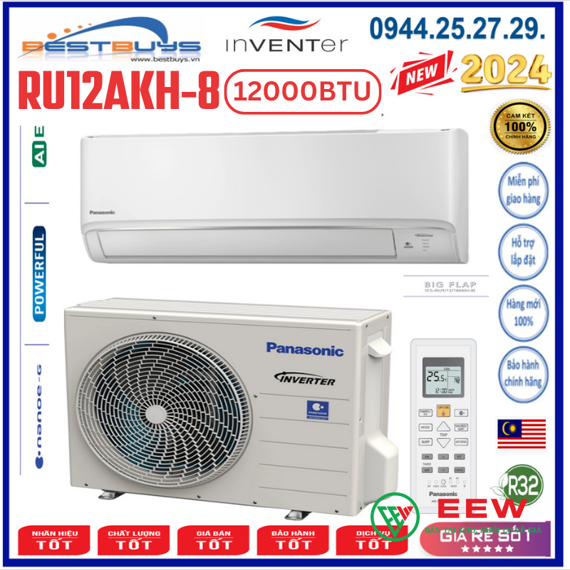 Điều hòa Panasonic 1 chiều inverter RU12AKH-8 - giải pháp làm mát hiệu quả mùa hè oi bức