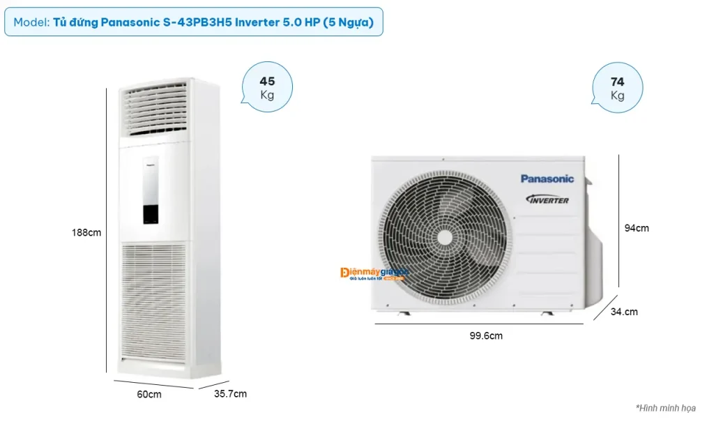 Điều hòa tủ đứng Panasonic 43000BTU inverter S-43PB3H5 - làm mát nhanh, tiết kiệm điện tối ưu cho không gian rộng Điều hòa tủ đứng Panasonic 43000BTU inverter S-43PB3H5 - làm mát nhanh, tiết kiệm điện tối ưu cho không gian rộng