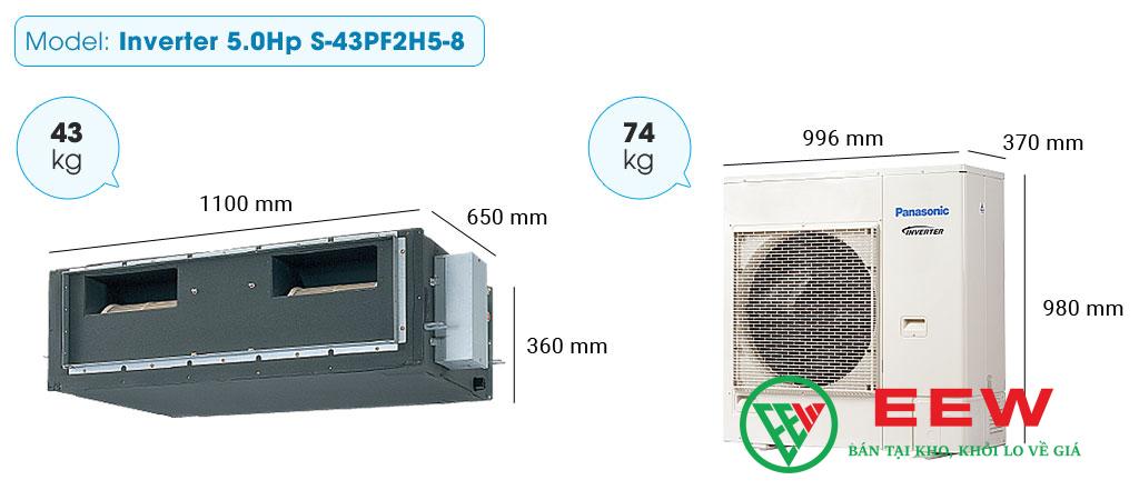 Điều hòa nối ống gió Panasonic S-43PF2H5-8 - làm mát nhanh, êm ái với công suất 43.000BTU Inverter Điều hòa nối ống gió Panasonic S-43PF2H5-8 - làm mát nhanh, êm ái với công suất 43.000BTU Inverter