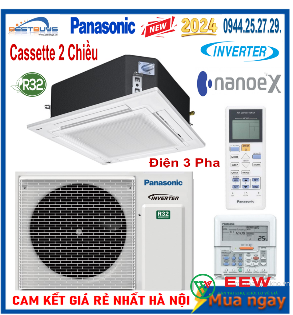 Điều hòa âm trần Panasonic 2 chiều inverter - làm mát nhanh, sưởi ấm ấm áp mùa đông