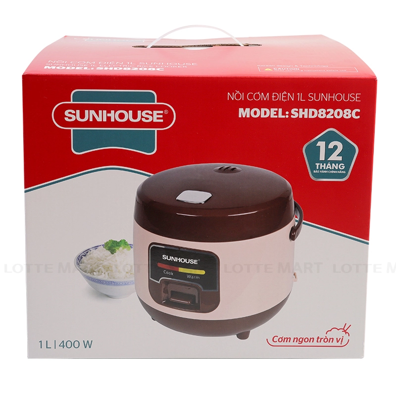Nồi cơm điện Sunhouse 1 lít SHD8208C - Thiết kế nhỏ gọn, tiết kiệm không gian bếp Nồi cơm điện Sunhouse 1 lít SHD8208C - Thiết kế nhỏ gọn, tiết kiệm không gian bếp