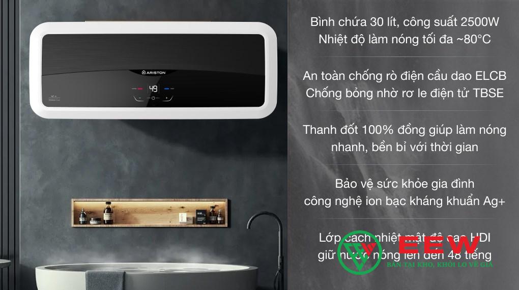 Máy nước nóng Ariston 30l SL2 30 LUX-D AG+ - thiết kế sang trọng, tích hợp nhiều tính năng hiện đại