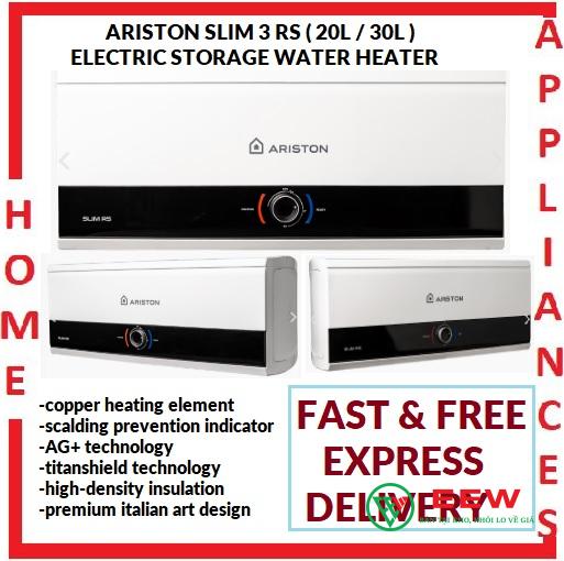 Máy nước nóng Ariston SLIM3 RS 20L ngang - lắp đặt ngang tiện lợi, phù hợp mọi không gian